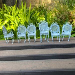 Dollhouse Miniature 6 Wicker Chairs